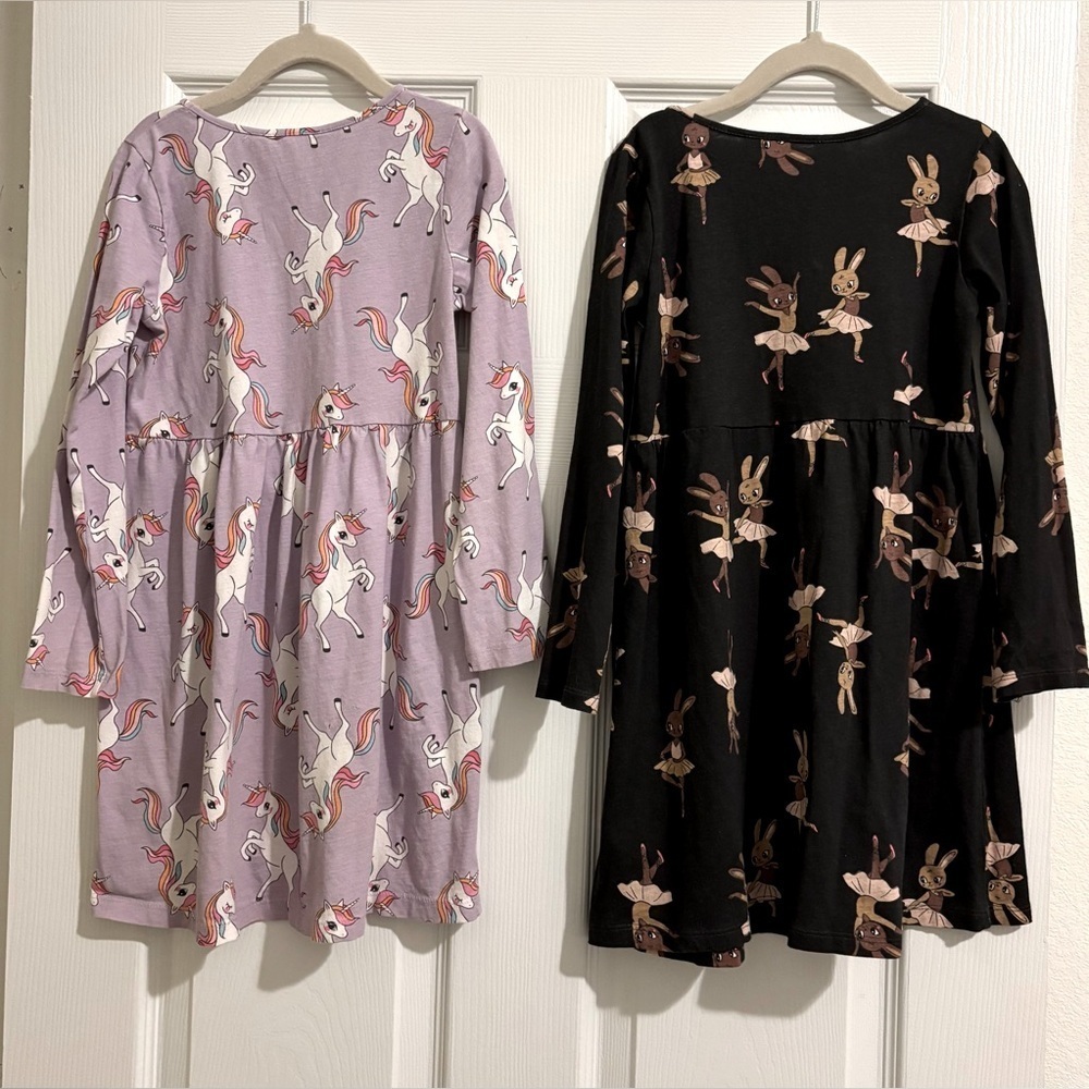 H&M Girls Purple and Black Animal Print Dresses
Set of Two 
Size 6X/7 - Picture 2 of 2